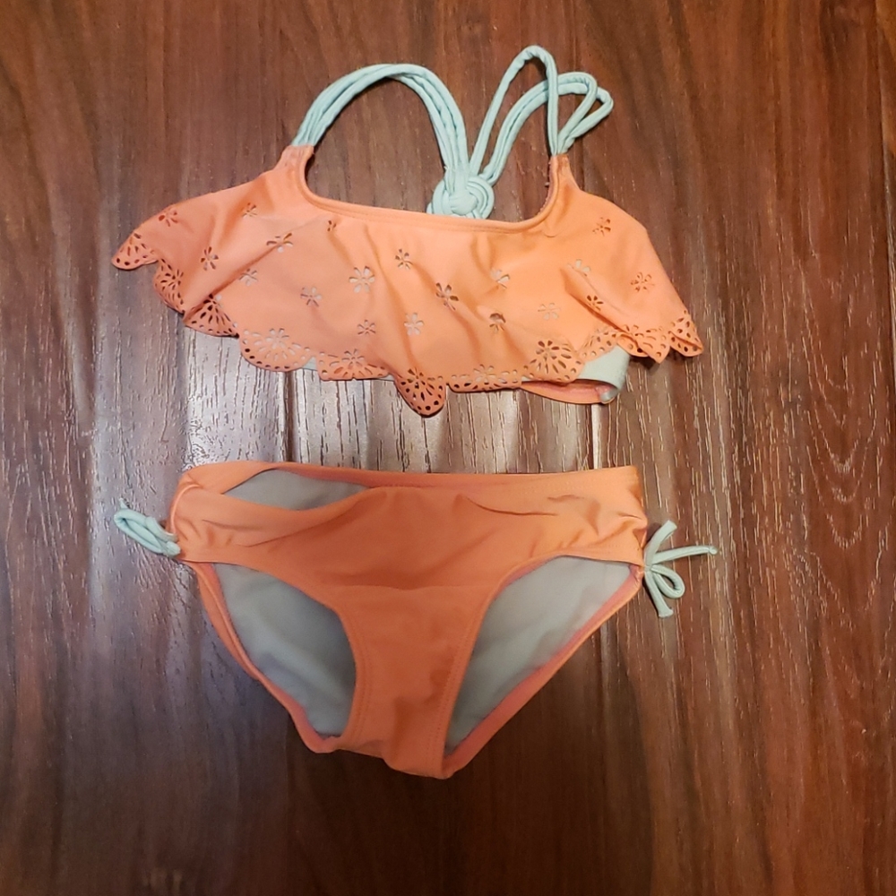 Peach and blue bikini